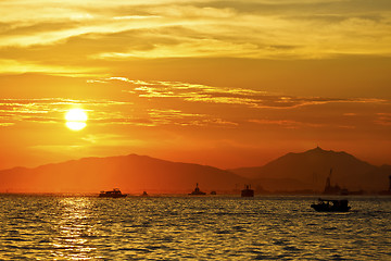 Image showing Sunset coast in Hong Kong