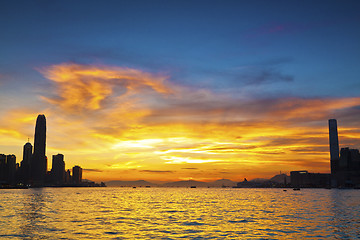 Image showing Sunset city
