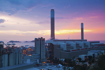 Image showing Power plants in Hong Kong at sunset