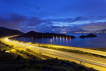 Image showing Traffic highway in city at night