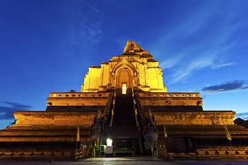 Image showing Wat Chedi Luang temple at sunset, Chiang Mai, Thailand.