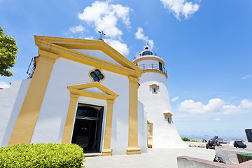 Image showing Guia Fortress lighthouse in Macau at day