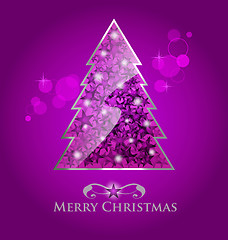 Image showing Vector glossy purple  christmas tree