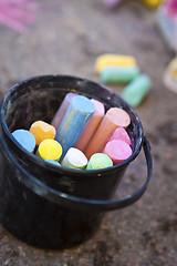 Image showing Bucket of crayons