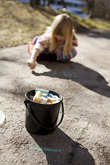 Image showing Drawing with chalk