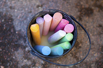 Image showing Bucket of crayons