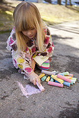 Image showing Drawing with chalk