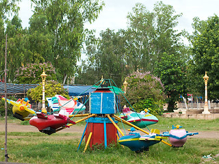 Image showing Old carousel at playground