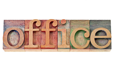 Image showing office word in wood type