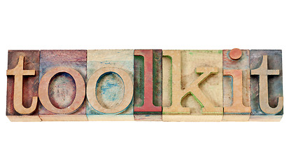Image showing toolkit word in wood type