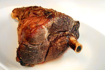 Image showing Leg of lamb with herbs