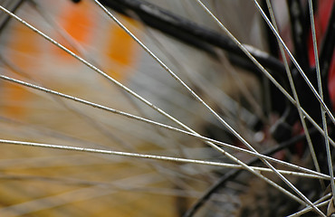 Image showing bicycle spokes closeup