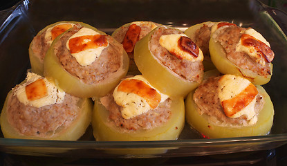 Image showing stuffed zucchini in the oven