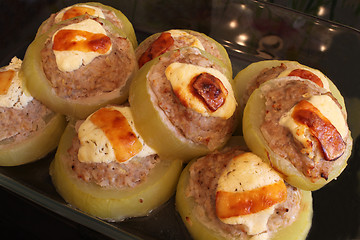 Image showing stuffed zucchini in the oven