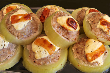 Image showing stuffed zucchini in the oven