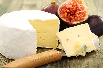 Image showing Cheese and fresh figs closeup.