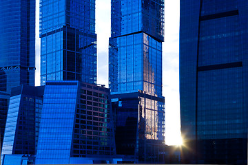 Image showing sunset between skyscrapers