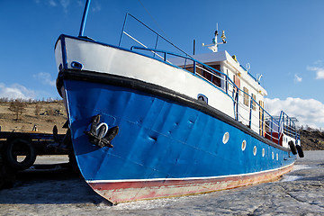 Image showing boat in frozen baikal