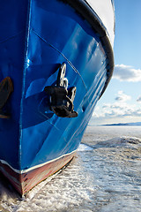 Image showing boat in frozen baikal