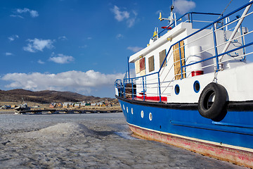 Image showing boat in frozen baikal