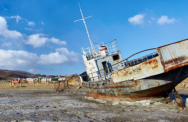 Image showing boat in frozen baikal