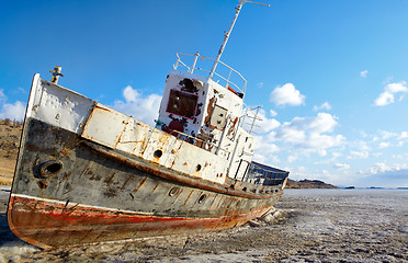 Image showing boat in frozen baikal