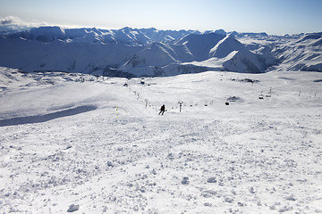 Image showing Skier on ski slope