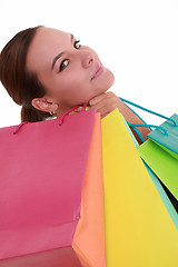Image showing Young beautiful woman with shopping bags