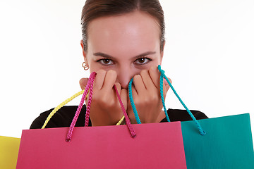 Image showing Young beautiful woman with shopping bags