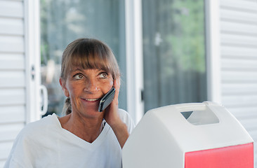 Image showing Woman Talking On  Telephone