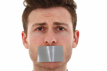 Image showing Sad young man censored
