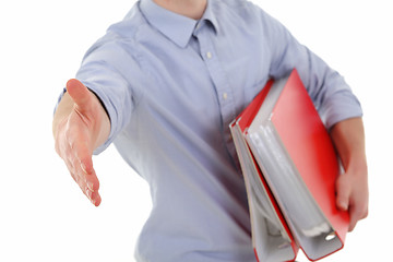 Image showing Young man welcome in office