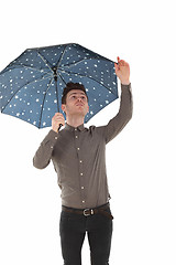 Image showing Handsome man with an umbrella