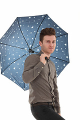 Image showing Handsome man with an umbrella