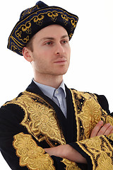 Image showing Young handsome man in typical Kazak dress