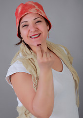 Image showing Nice woman with red hat