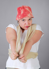 Image showing Nice woman with red hat