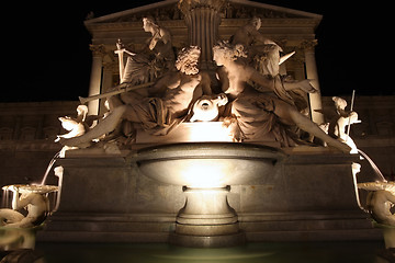 Image showing The Athena Fountain in front of the Austrian Parliament in Vienn