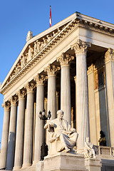 Image showing Statue of Sallustius in front of Austria parliament in Vienna, A