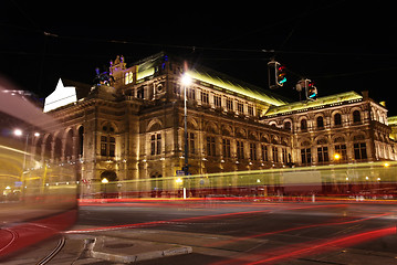 Image showing The Vienna Opera house at night in Vienna, Austria