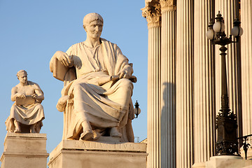 Image showing Statue of Sallustius in front of Austria parliament in Vienna, A