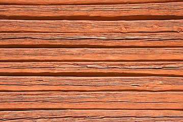 Image showing Wooden wall painted with traditional Swedish red color