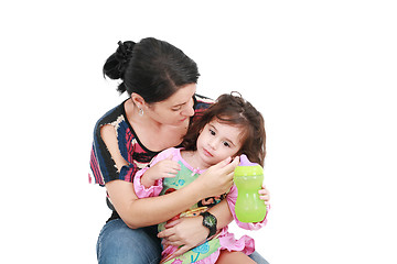 Image showing mother is holding a sick daughter in her arms 