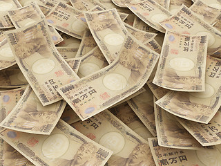 Image showing Bundle of Japanese Yen notes.  Pile of 10000 Yen