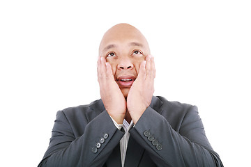 Image showing Shocked businessman isolated on a white background. 