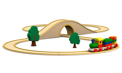 Image showing Wooden toy train