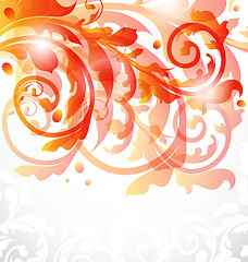 Image showing Floral ornamental card, autumn background