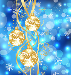 Image showing Christmas holiday background with golden balls