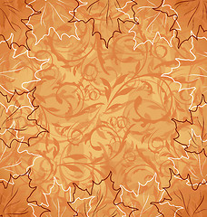 Image showing Autumnal maple, seamless floral background
