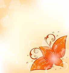 Image showing Autumnal background with set orange leaves